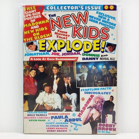 Rock Scene New Kids on Block Explode Magazine NKOTB Madonna Posters Nov. 1990 - Picture 1 of 11